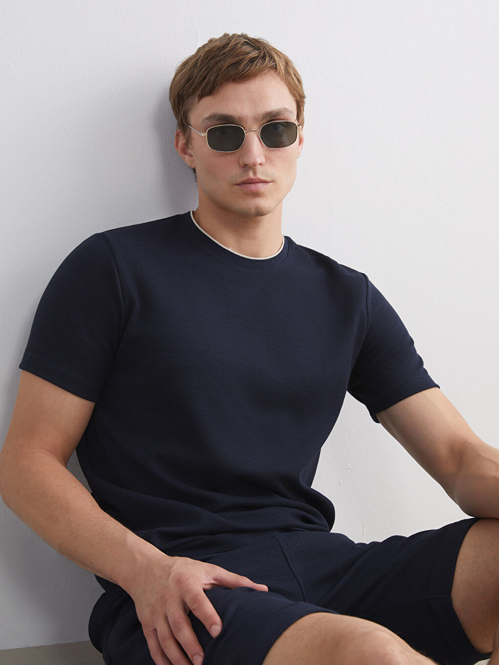 Crew Neck Short Sleeve Jersey Men's Textured T-Shirt-2
