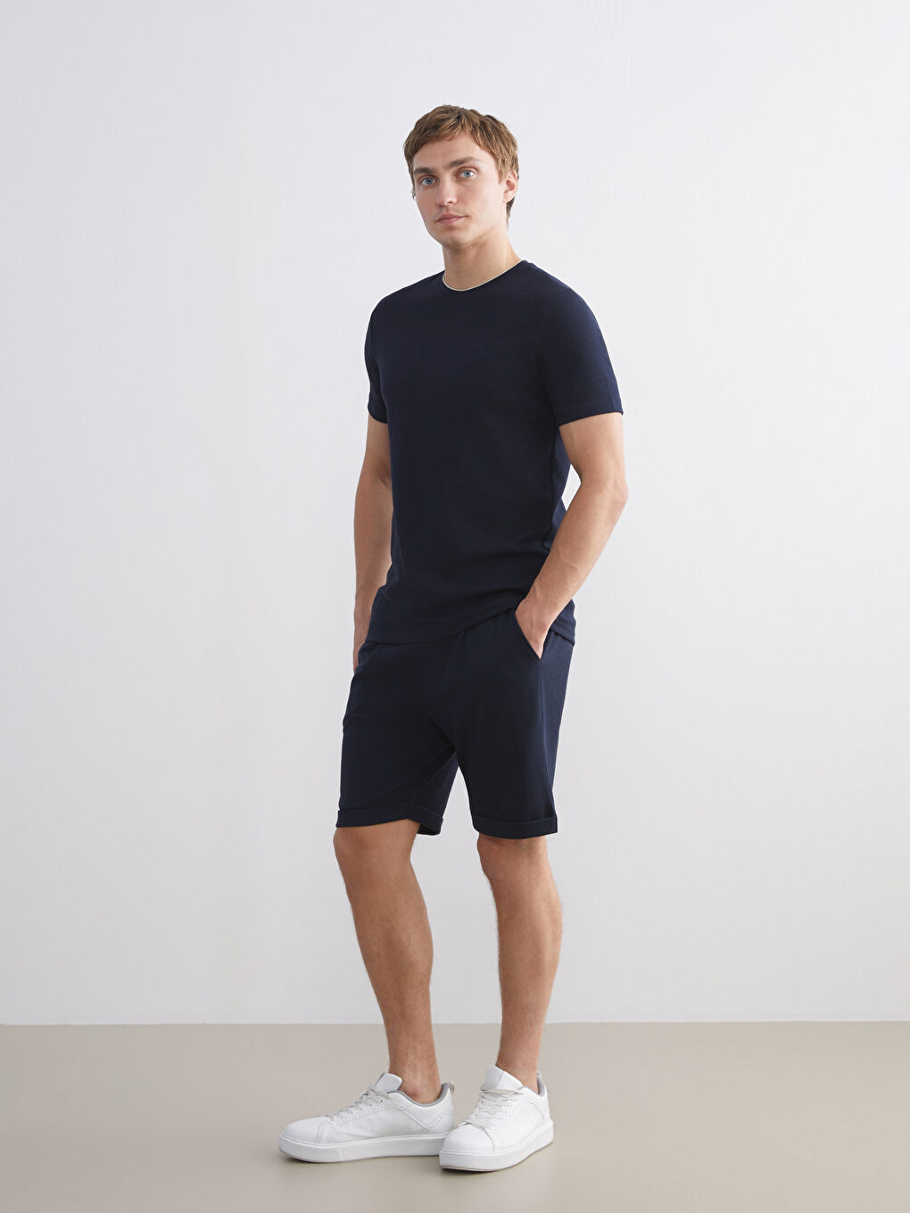 Crew Neck Short Sleeve Jersey Men's Textured T-Shirt-3