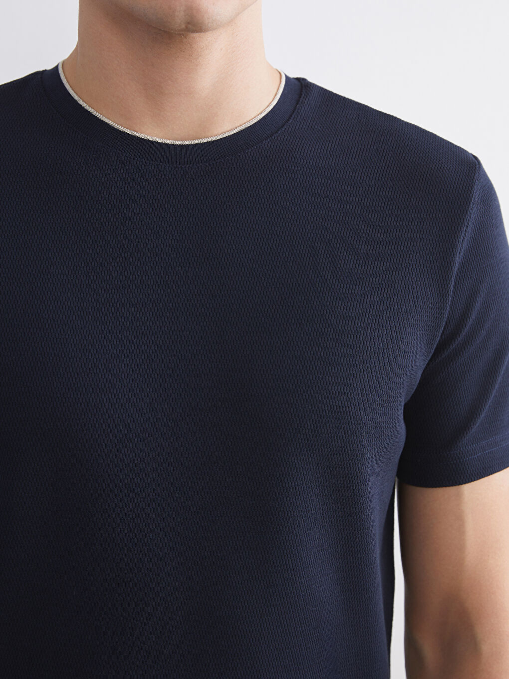 Crew Neck Short Sleeve Jersey Men's Textured T-Shirt-6