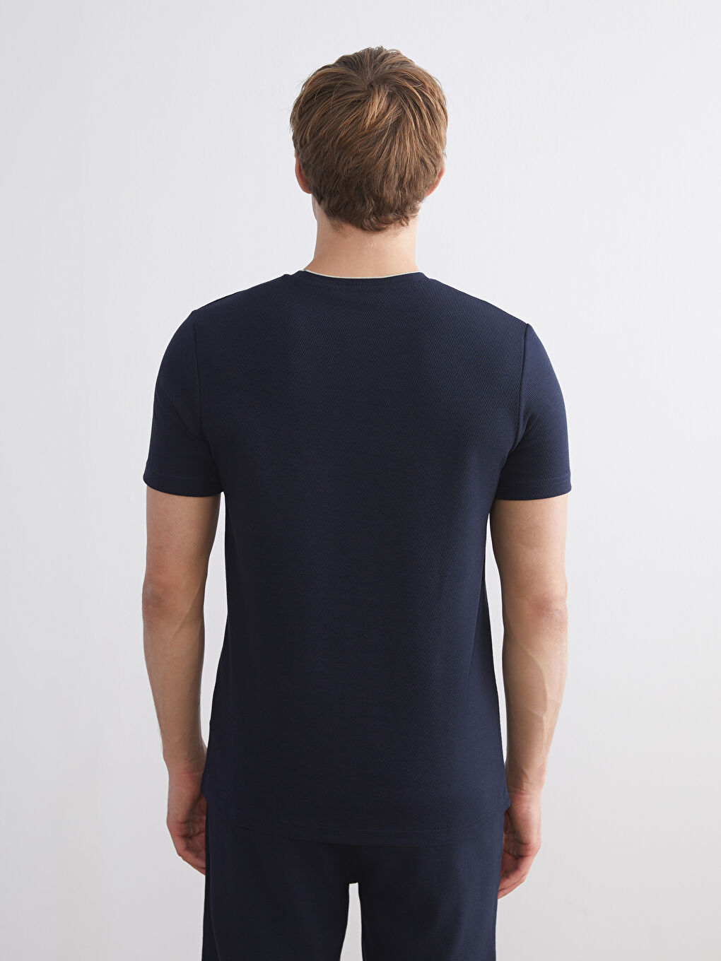 Crew Neck Short Sleeve Jersey Men's Textured T-Shirt-9