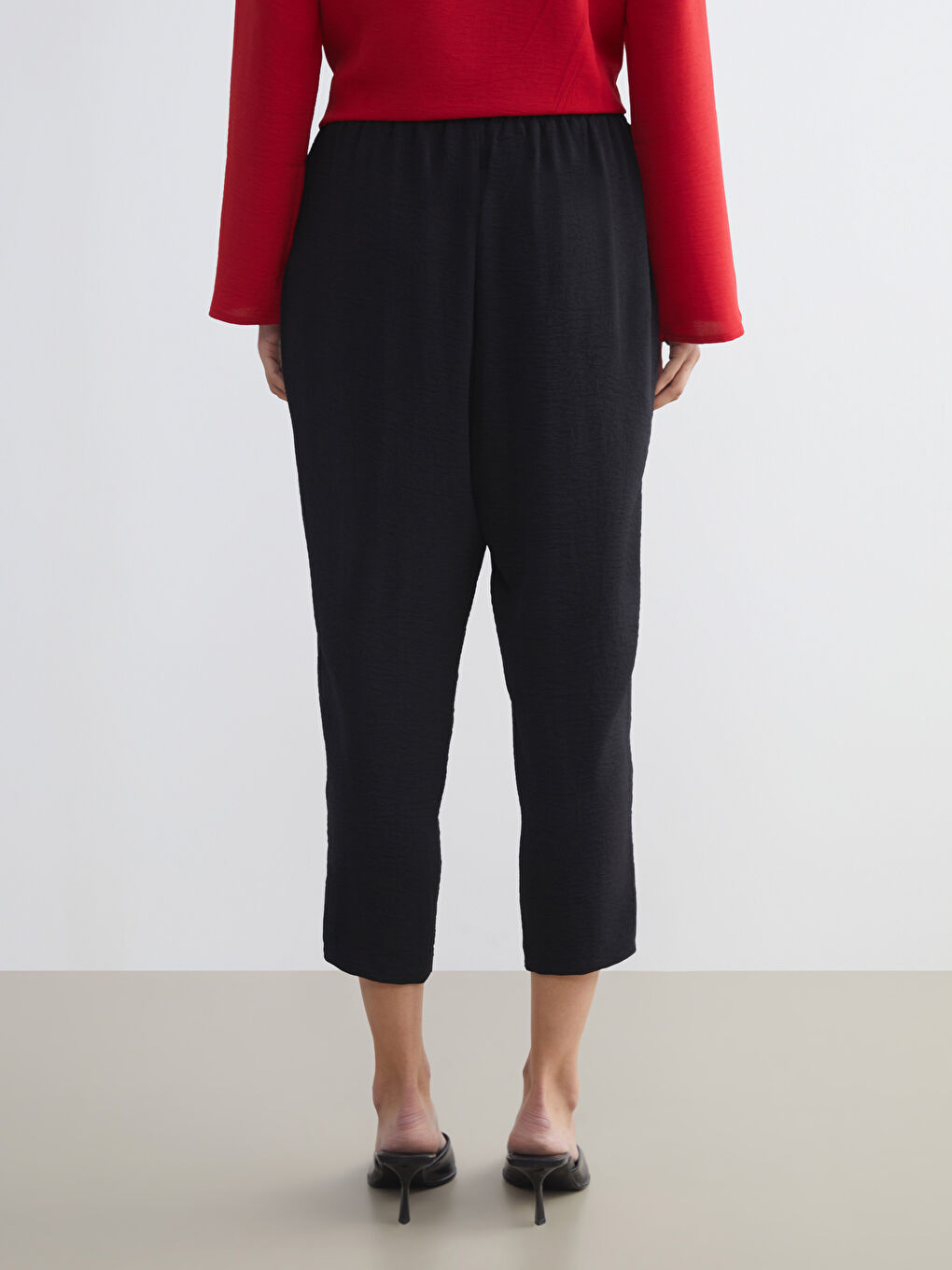LCWAIKIKI Classic Elasticated Waist Textured Carrot Fit Women's Trousers -W52697Z8-CVL