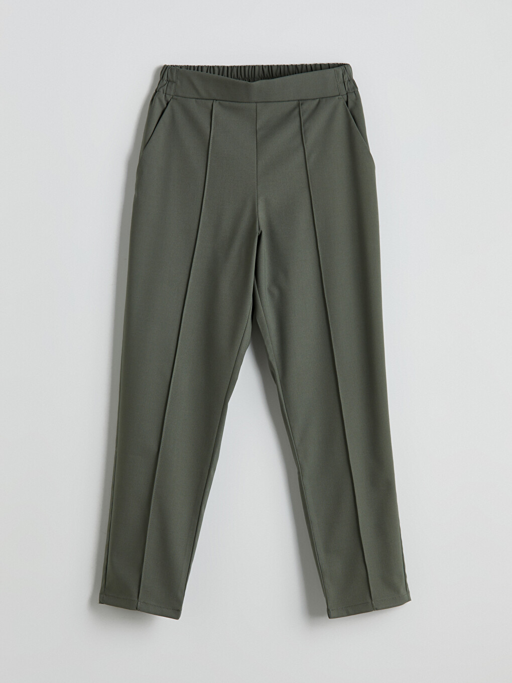 Elastic Waist Women's Cigarette Trousers-8