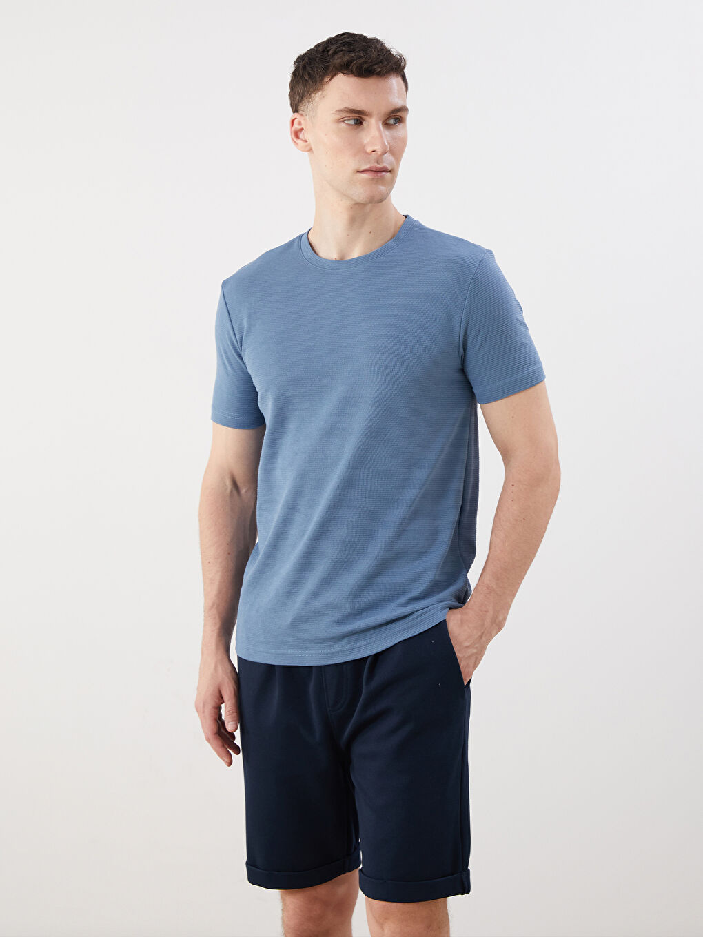 İndigo Bisiklet Yaka Penye Erkek Tişört