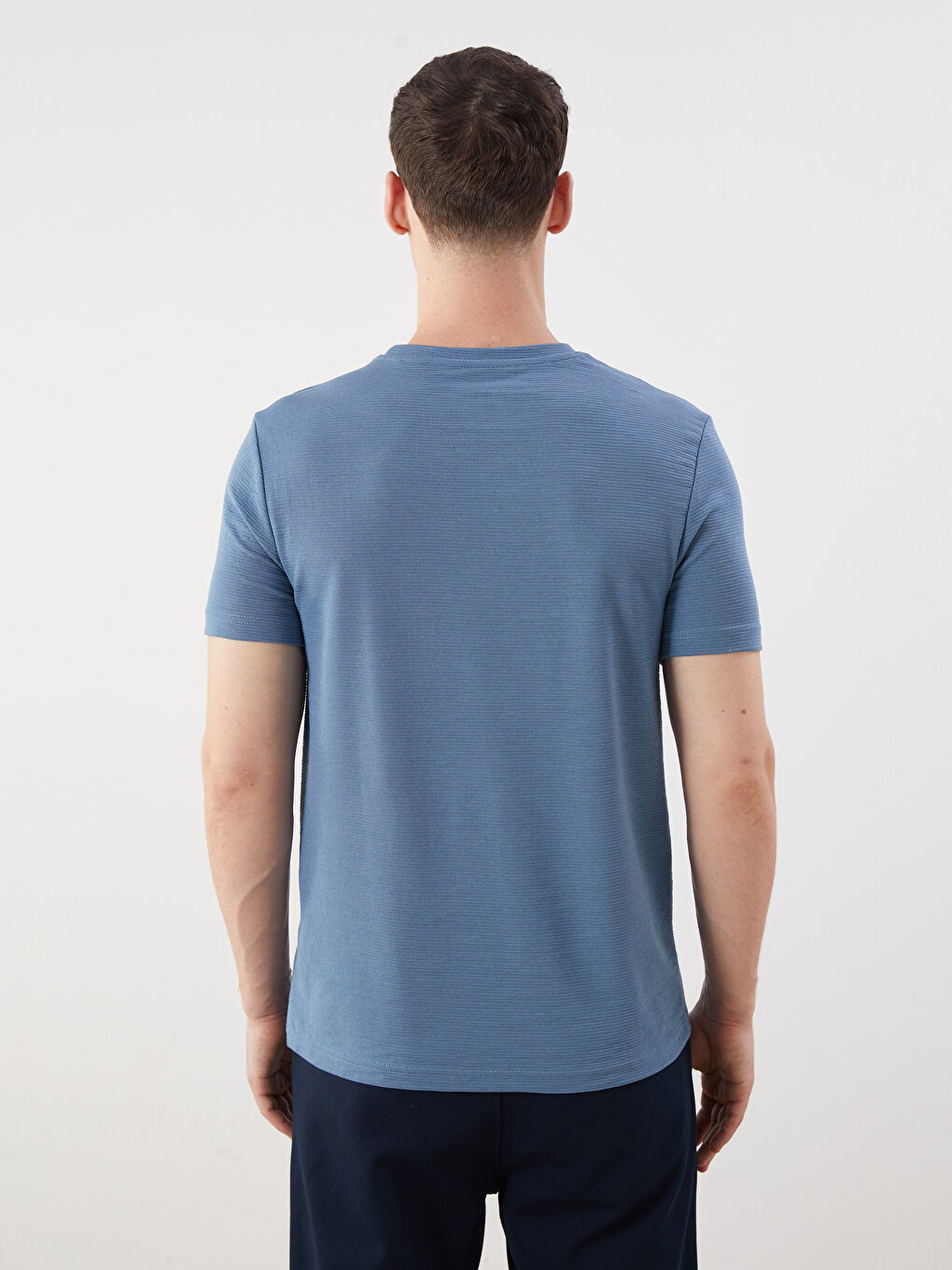 İndigo Bisiklet Yaka Penye Erkek Tişört-4