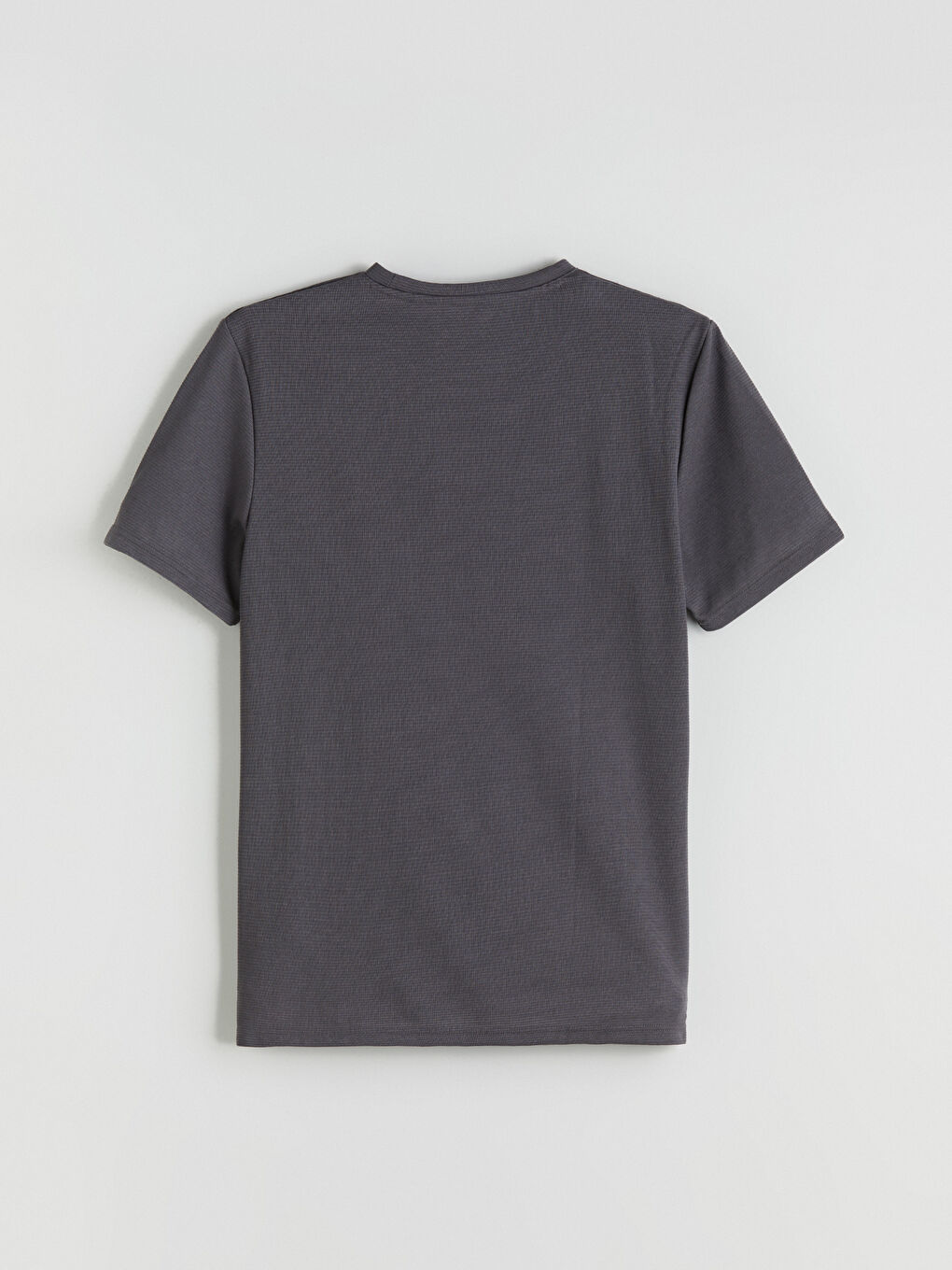 Gri Bisiklet Yaka Penye Erkek Tişört-5