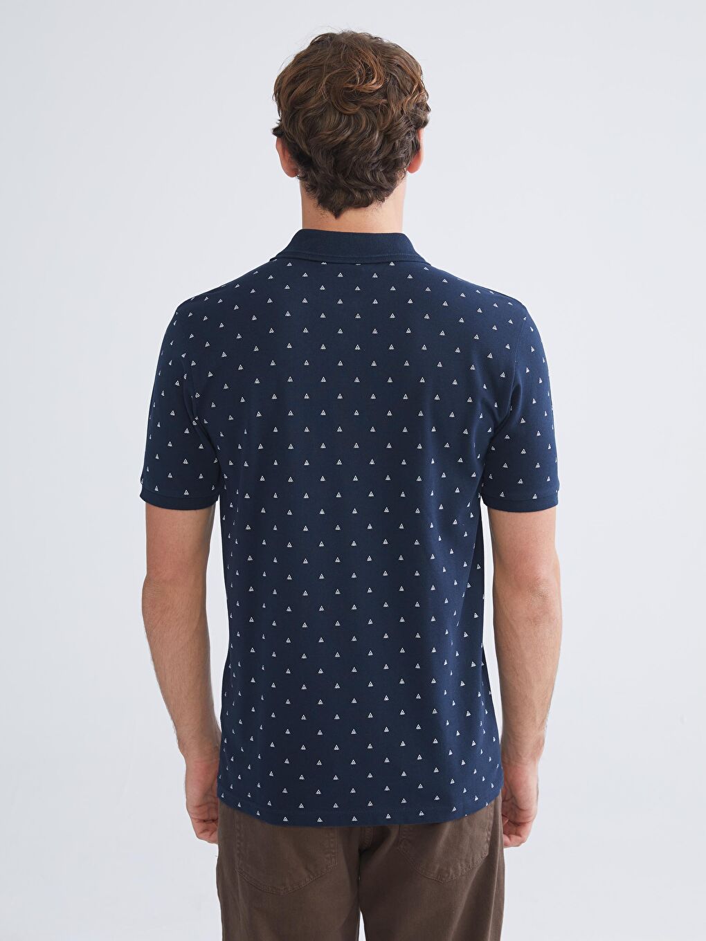 Lacivert Polo Yaka Desenli Pike Erkek Tişört-7