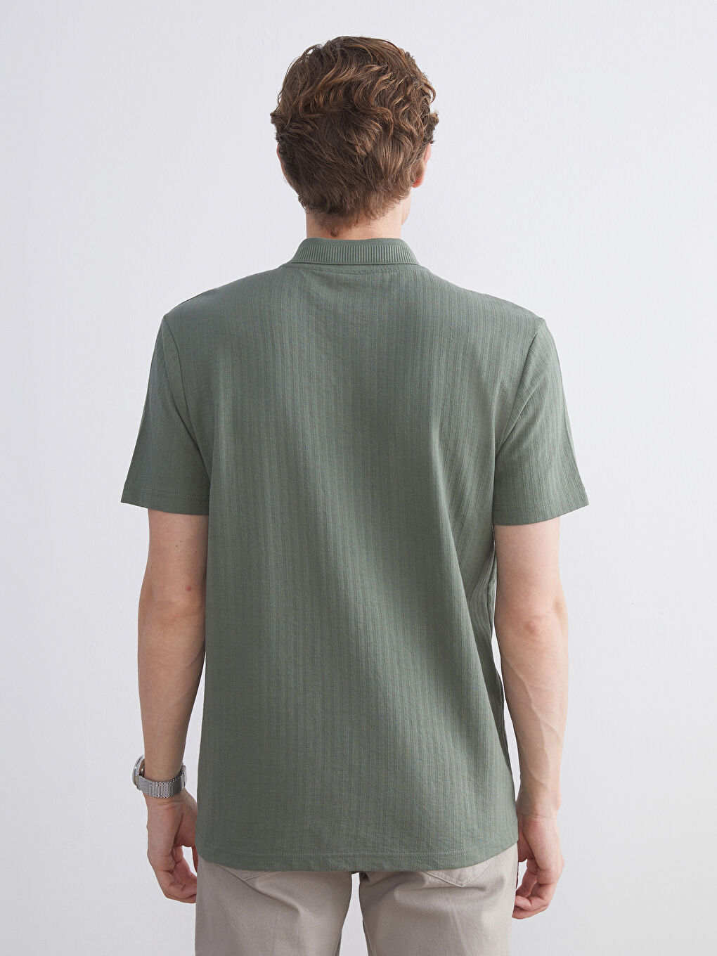 Haki Polo Yaka Erkek Tişört-3