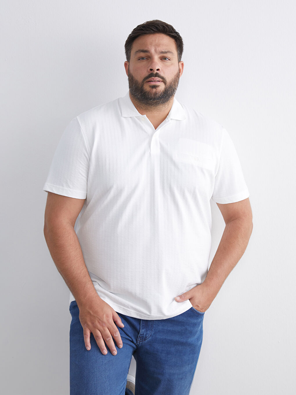 Ekru Polo Yaka Erkek Tişört-1