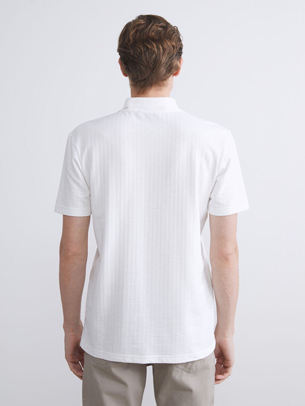 Ekru Polo Yaka Erkek Tişört-4