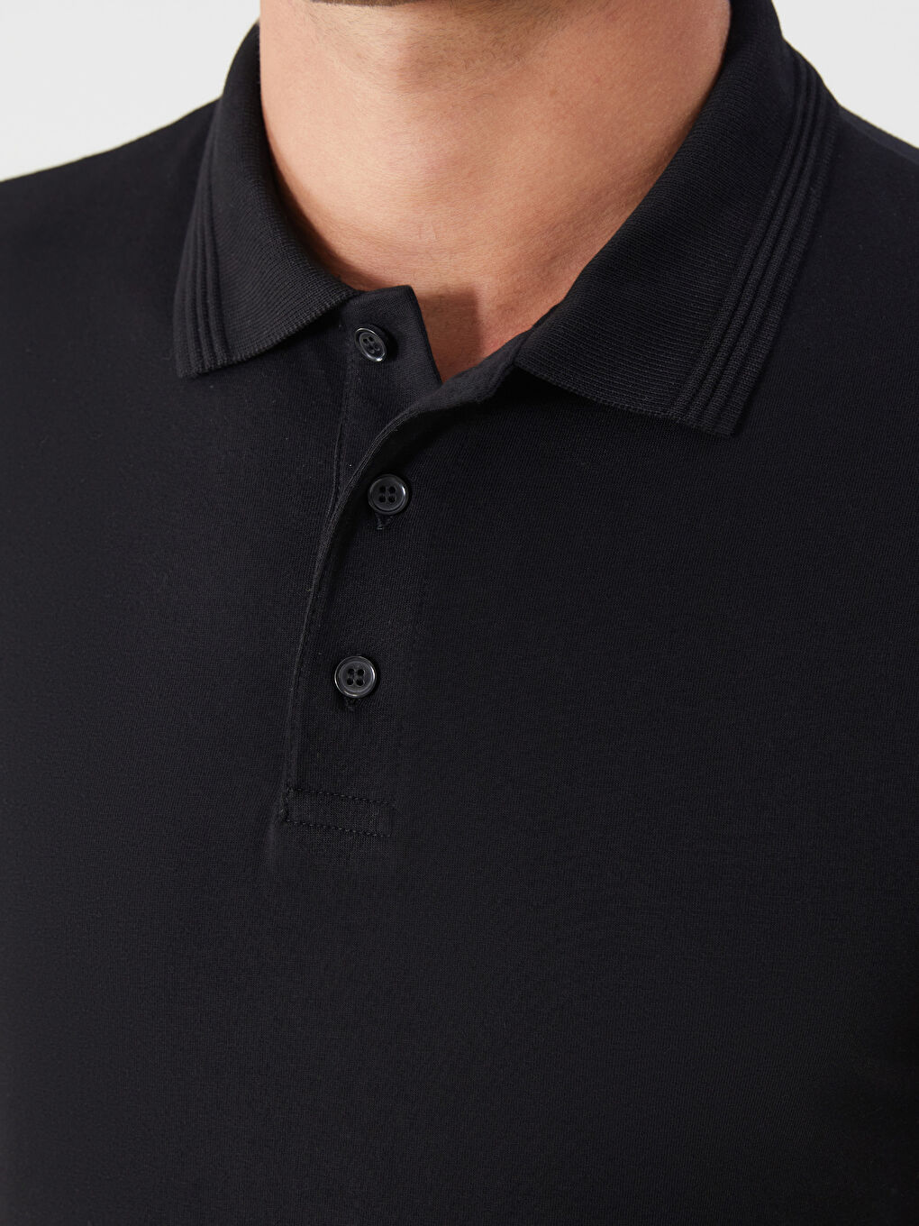 Siyah Polo Yaka Erkek Tişört-3