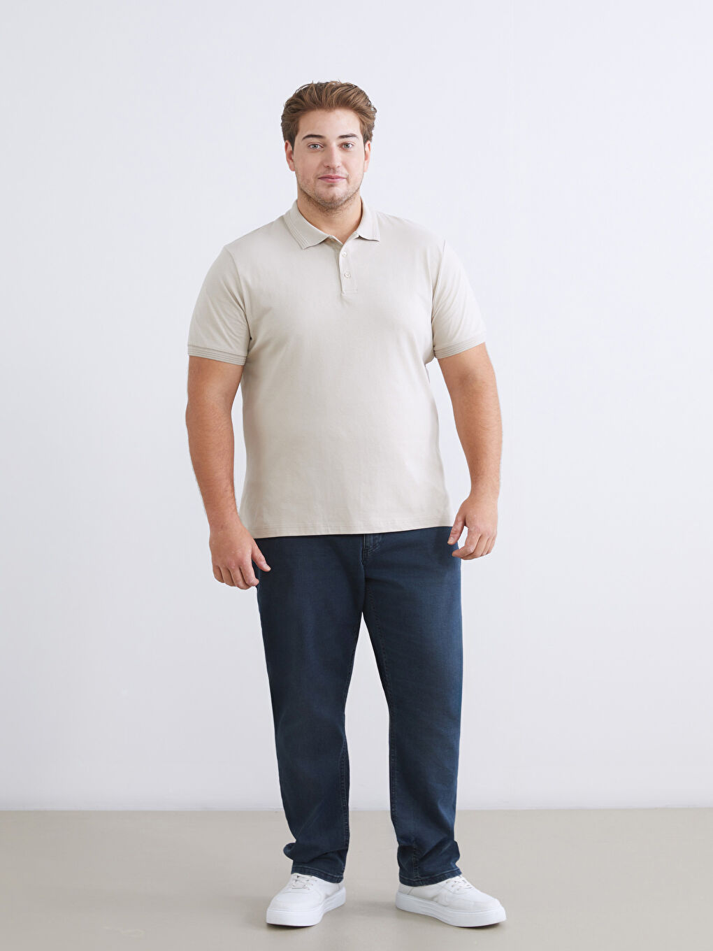 Bej Polo Yaka Erkek Tişört-5