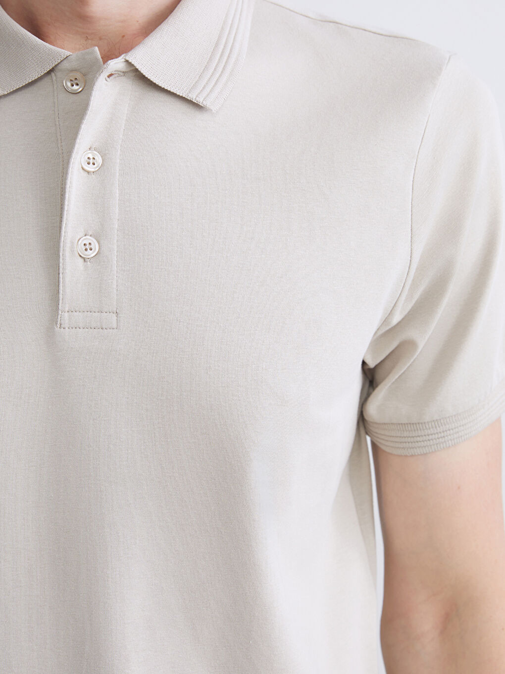 Bej Polo Yaka Erkek Tişört-3