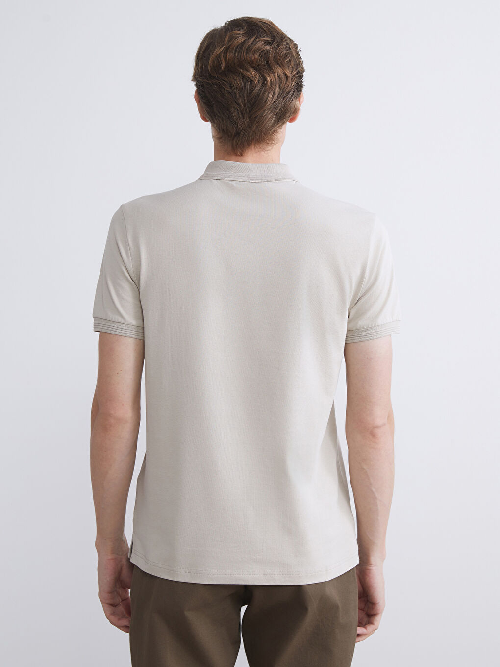 Bej Polo Yaka Erkek Tişört-4