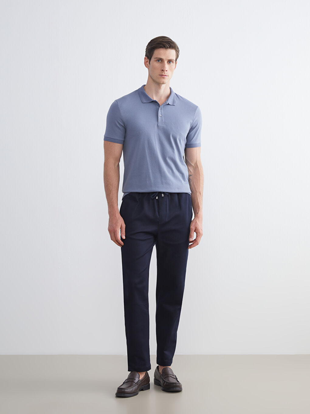 İndigo Polo Yaka Erkek Tişört-2