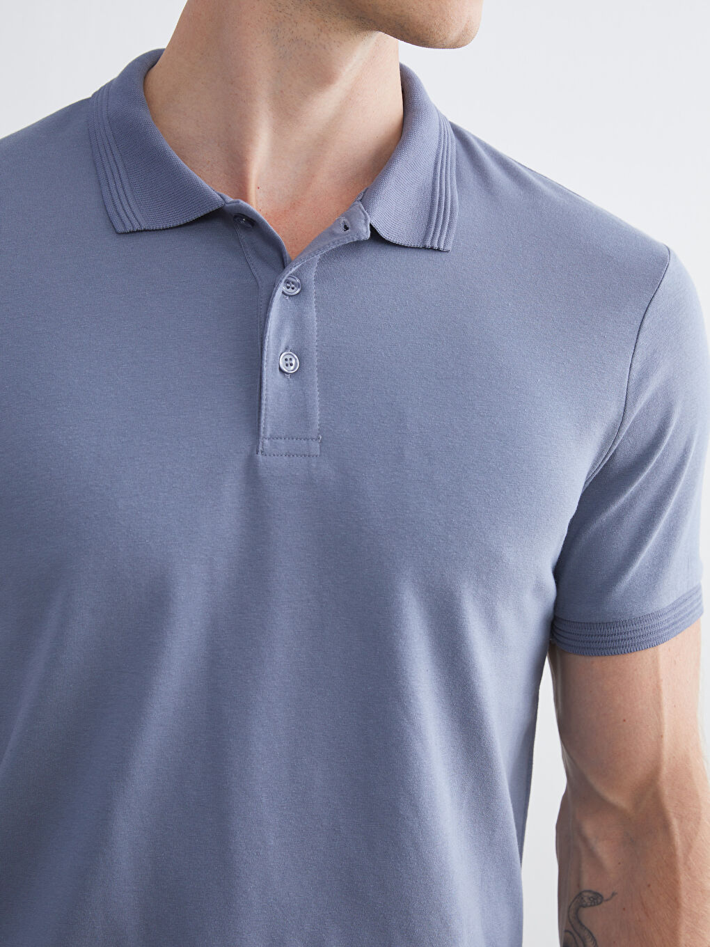 İndigo Polo Yaka Erkek Tişört-3