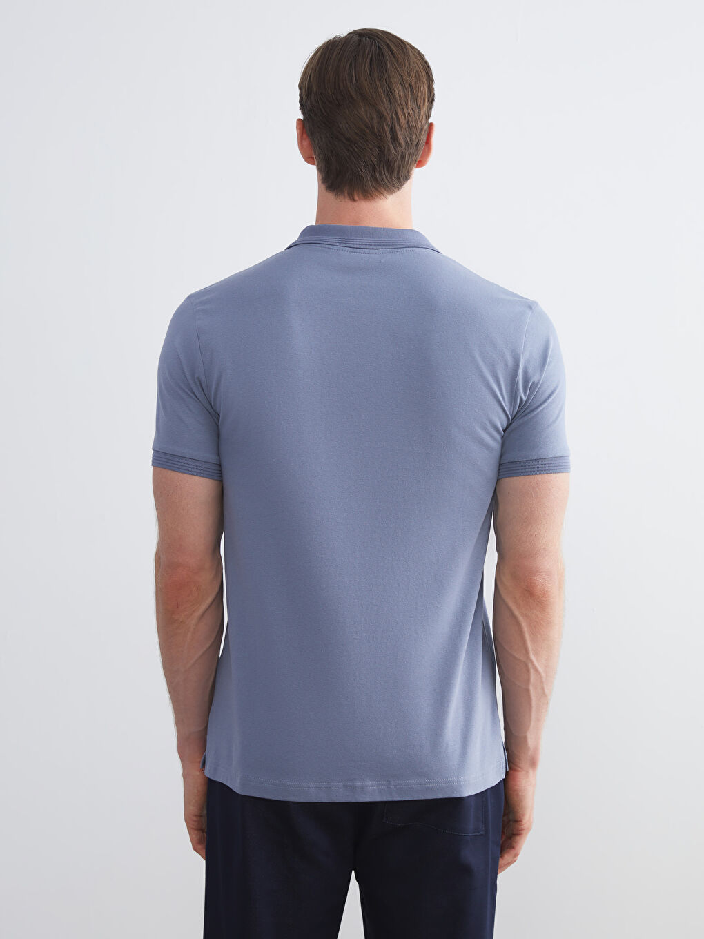 İndigo Polo Yaka Erkek Tişört-4
