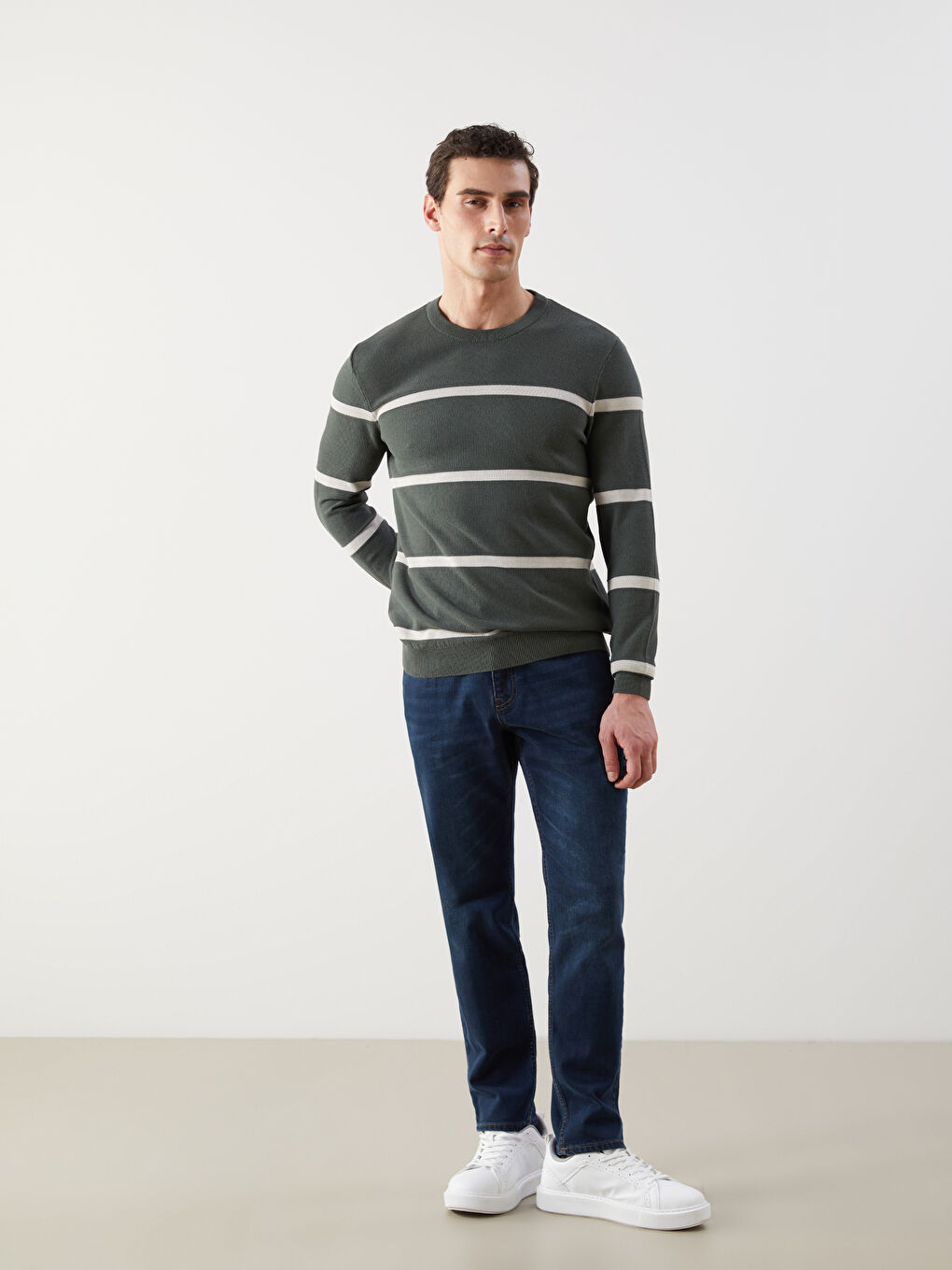 LCWAIKIKI Classic Crew Neck Striped Men's Knitwear Sweater -W52722Z8-HMP