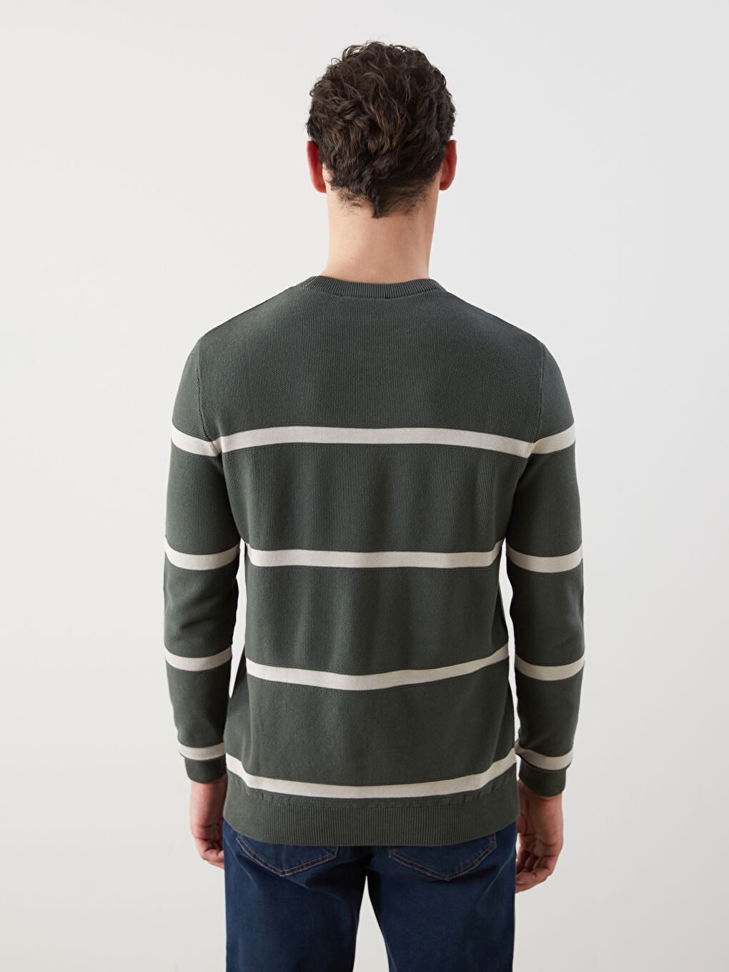 LCWAIKIKI Classic Crew Neck Striped Men's Knitwear Sweater -W52722Z8-HMP