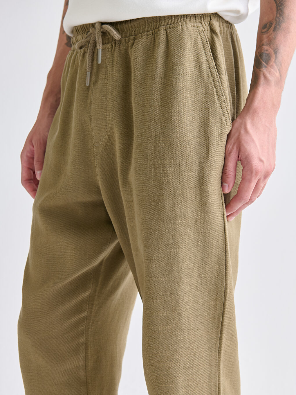 Kahverengi Rahat Kalıp Gabardin Erkek Pantolon-2