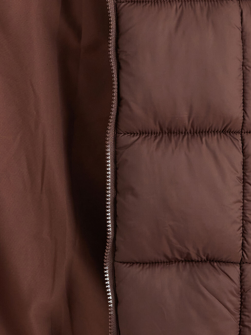 Kahverengi Kapüşonlu Kız Çocuk Şişme Mont-1