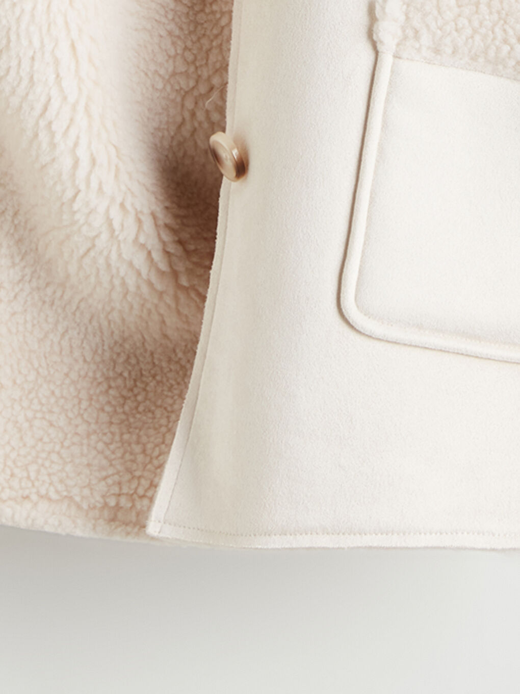 Ekru Kapüşonlu Süet Görünümlü Kız Çocuk Kaban-2