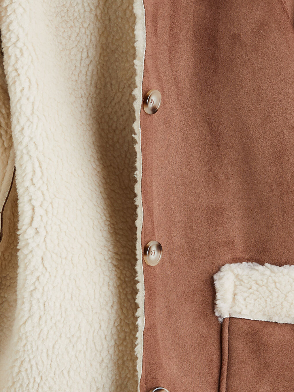 Bej Kapüşonlu Süet Görünümlü Kız Çocuk Kaban-3