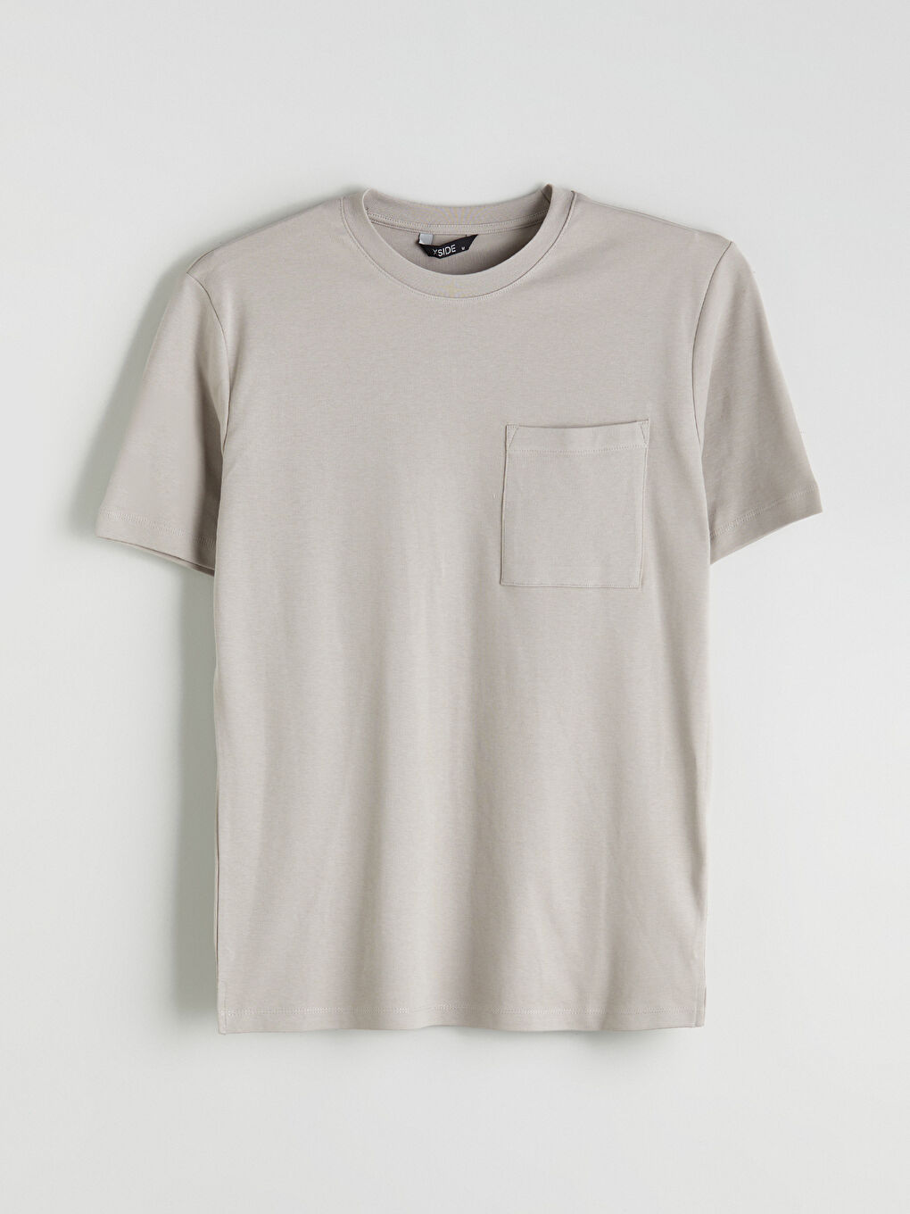 Bej Bisiklet Yaka Erkek Tişört-8