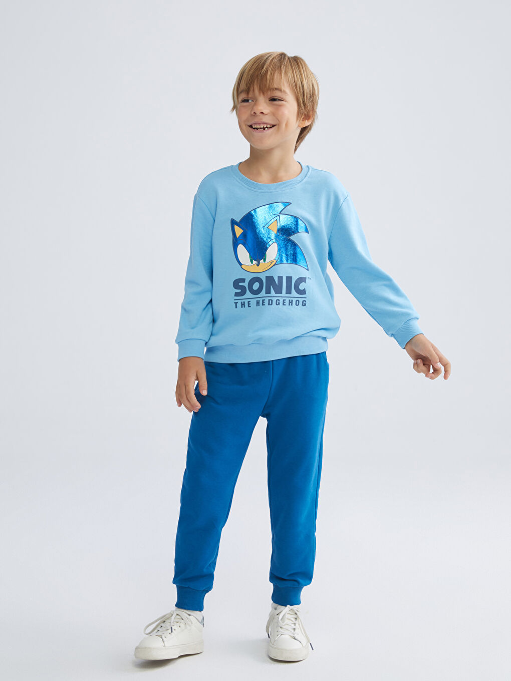 Crew Neck Sonic Printed Boys' Tracksuit Set-1