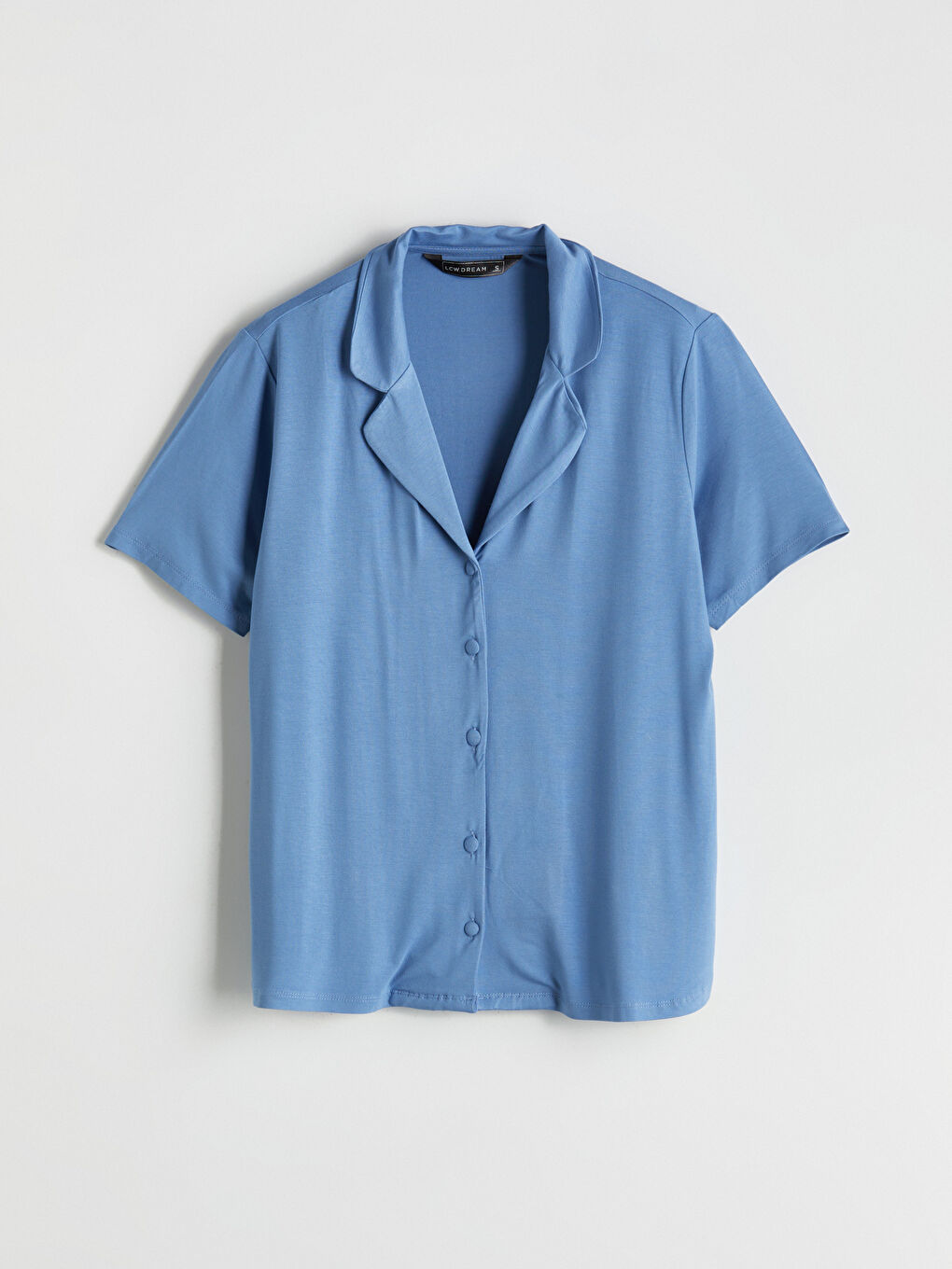 Mavi Gömlek Yaka Kadın Pijama Üstü