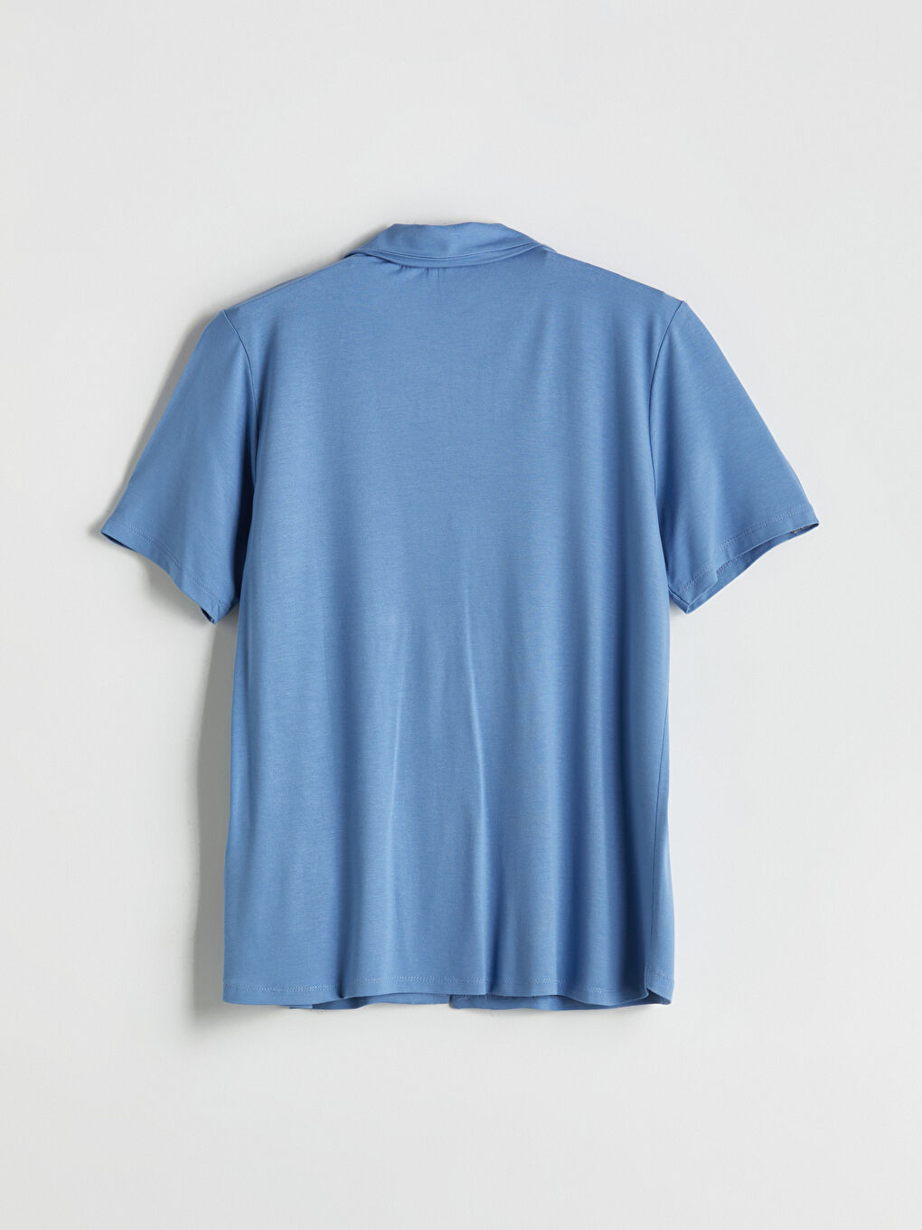 Mavi Gömlek Yaka Kadın Pijama Üstü-1