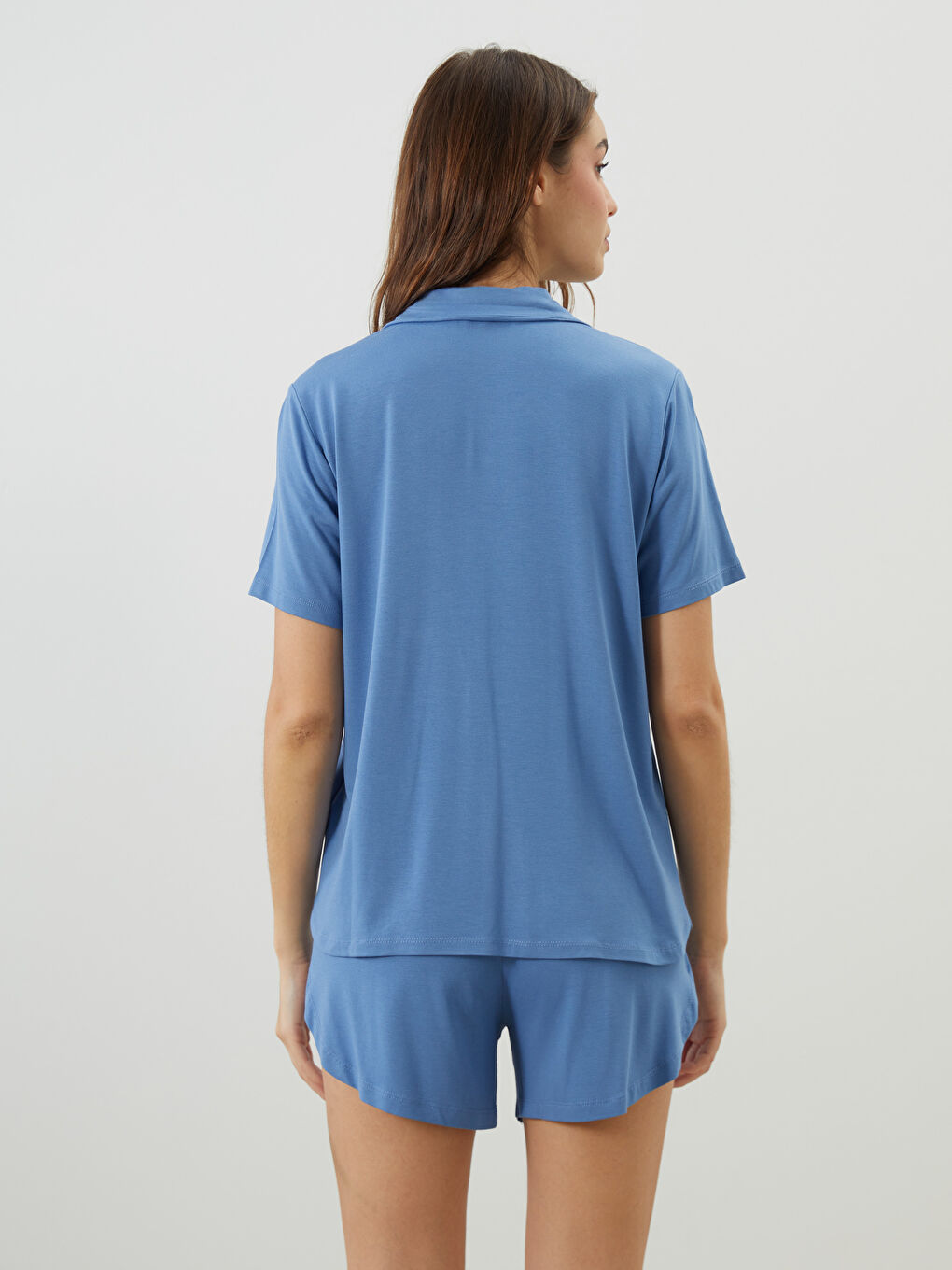 LCW DREAM Collared Neck Women's Shortie Pyjama Set -W52827Z8-KCK