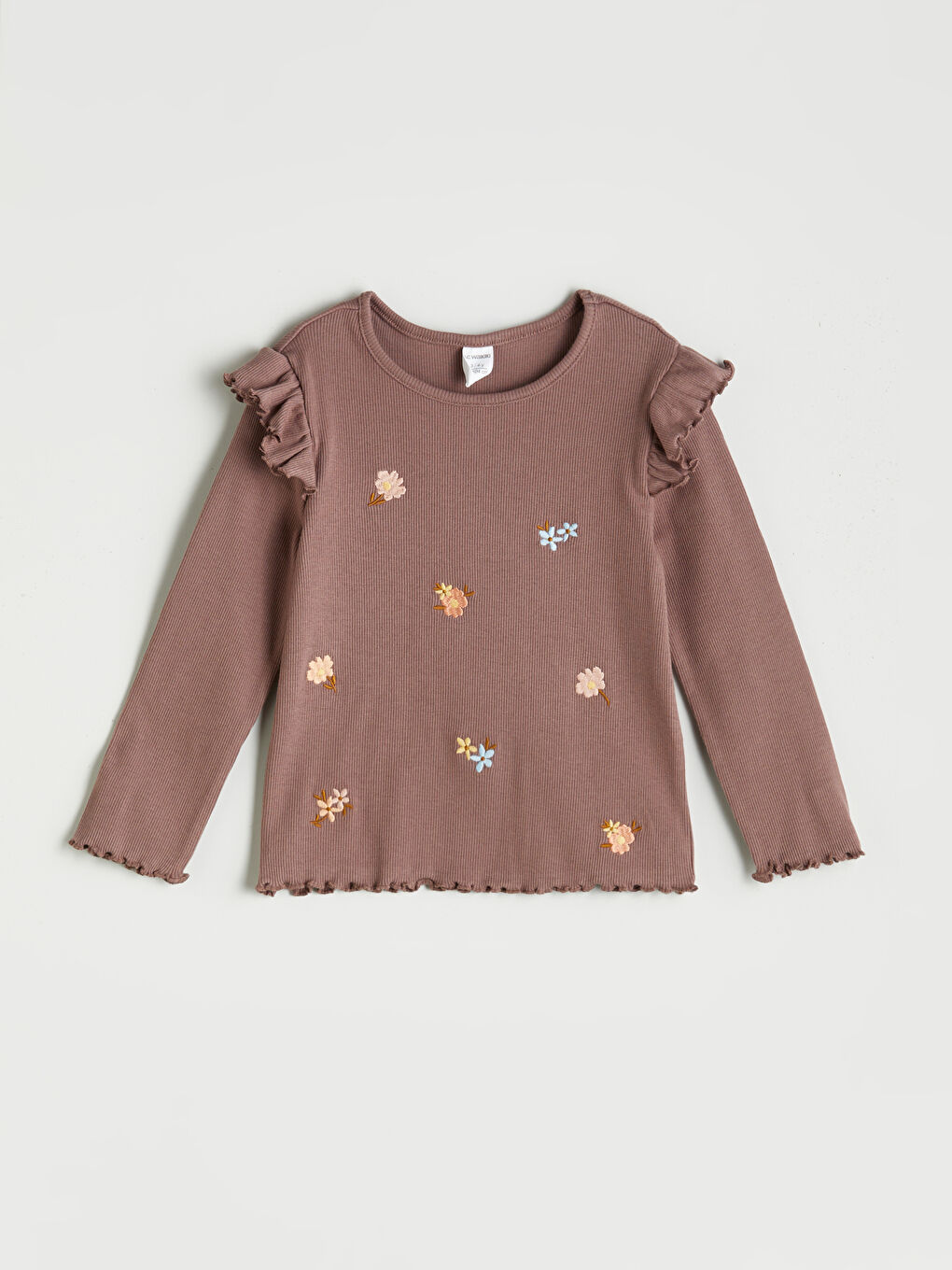 LCW Kids Crew Neck Floral Embroidered Girls' T-Shirt -W52838Z1-REF