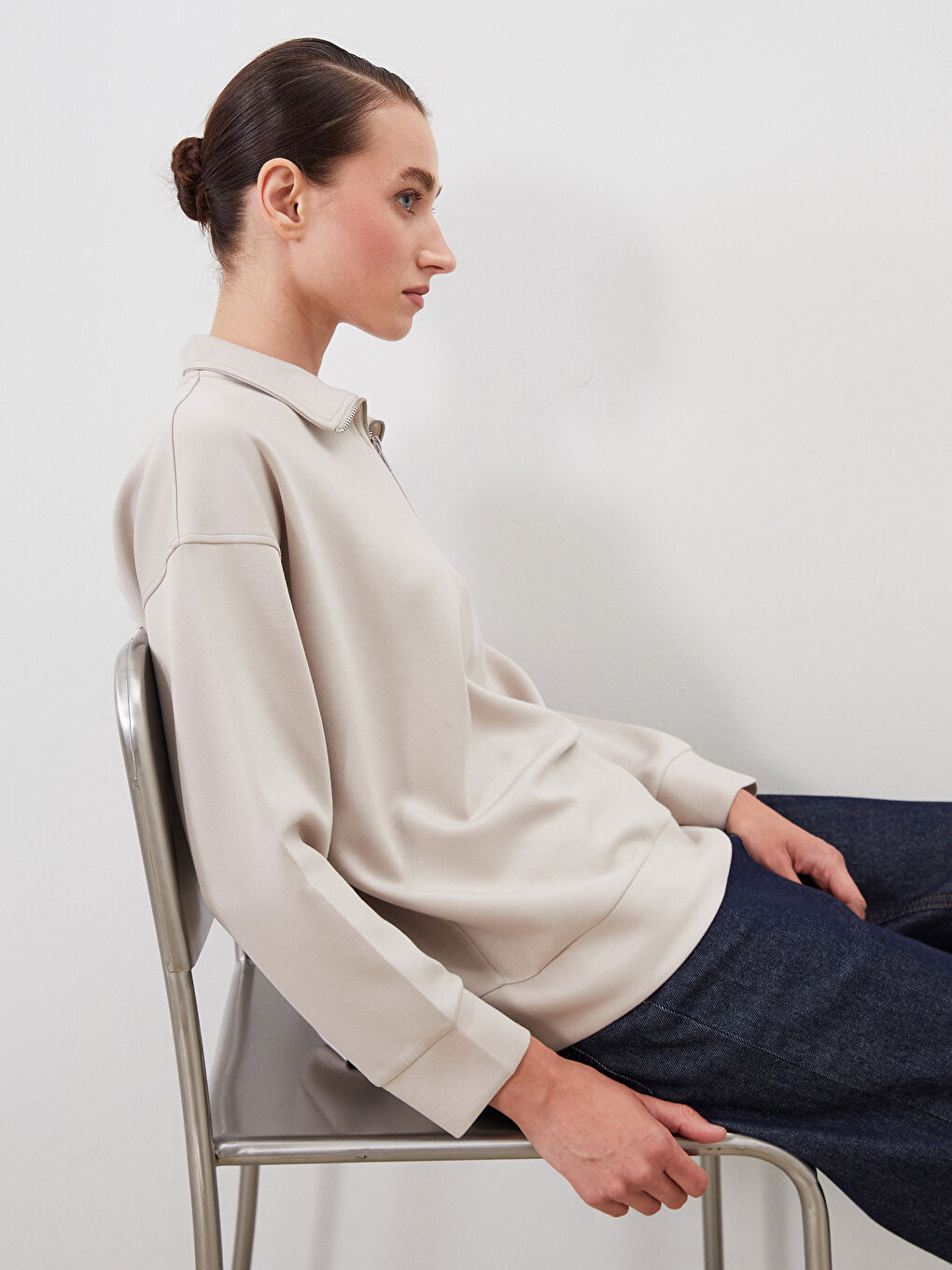 LCW Comfort Funnel Neck Women's Sweatshirt -W52840Z8-FMC