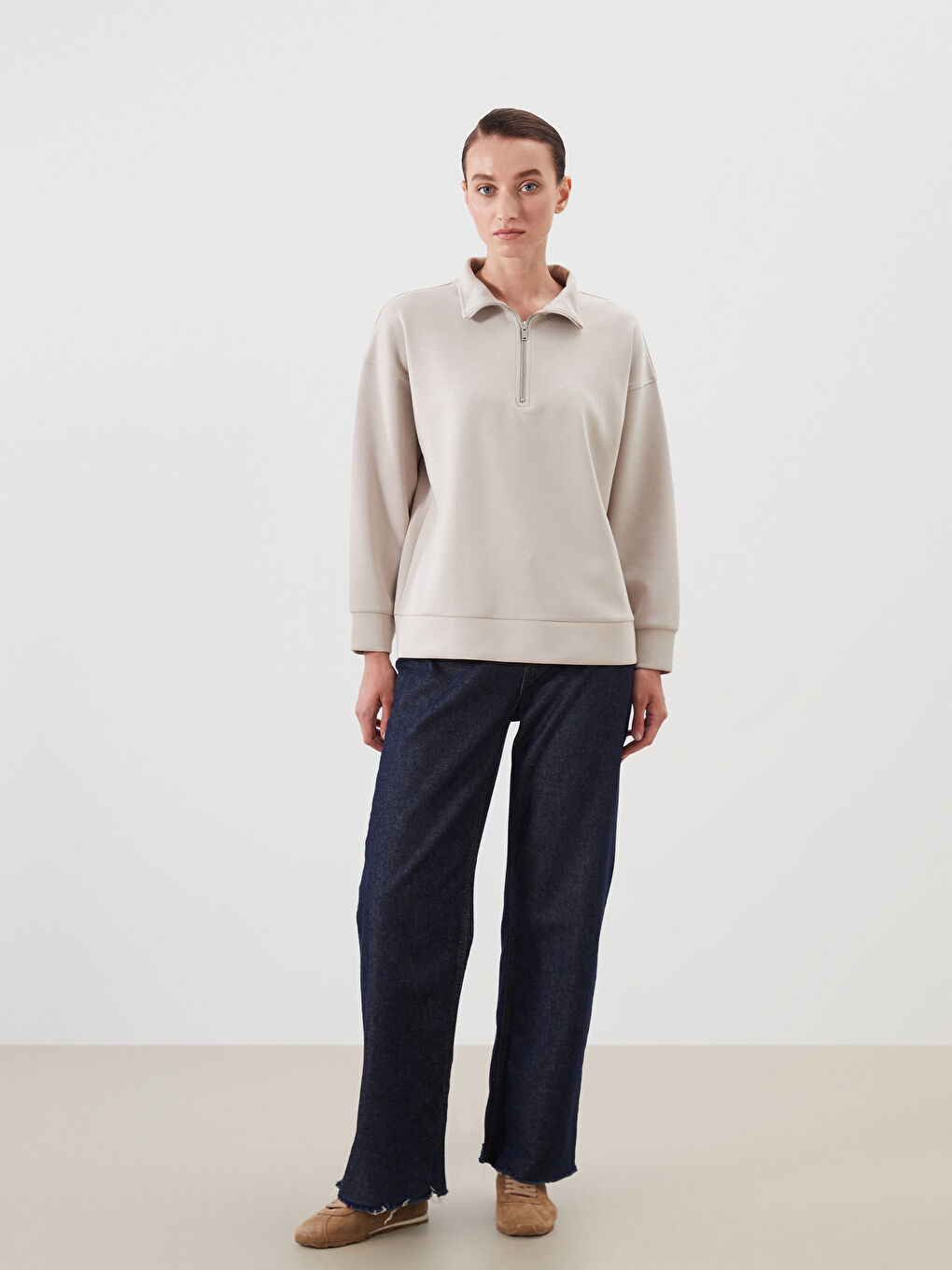 LCW Comfort Funnel Neck Women's Sweatshirt -W52840Z8-FMC