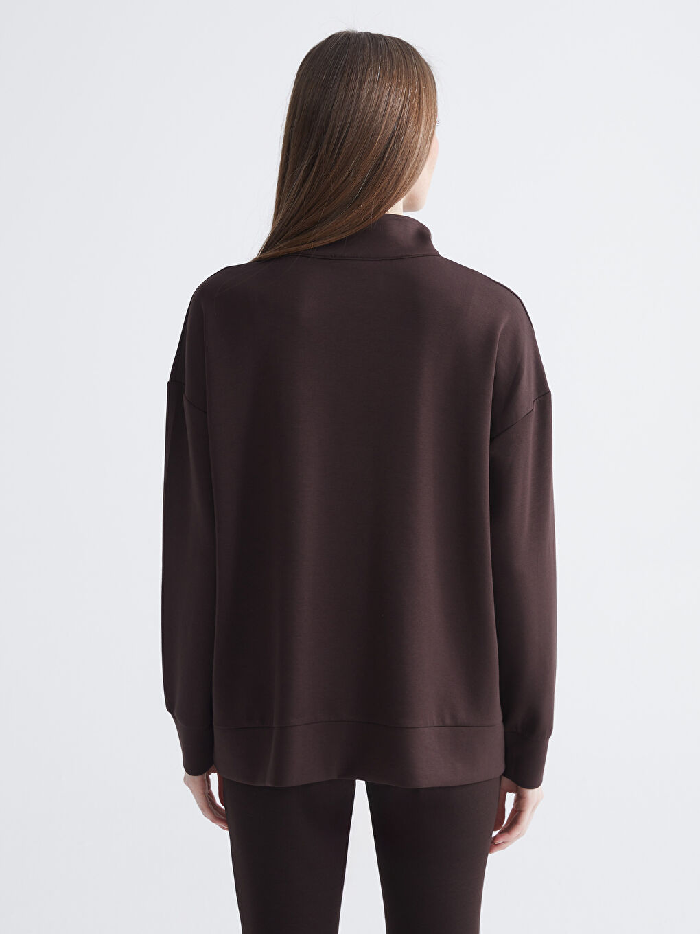 Kahverengi Dik Yaka Kadın Sweatshirt-3