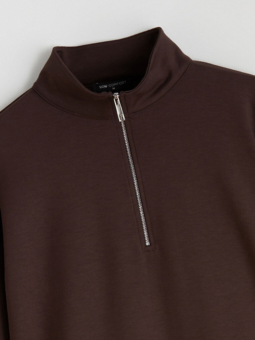 Kahverengi Dik Yaka Kadın Sweatshirt-5