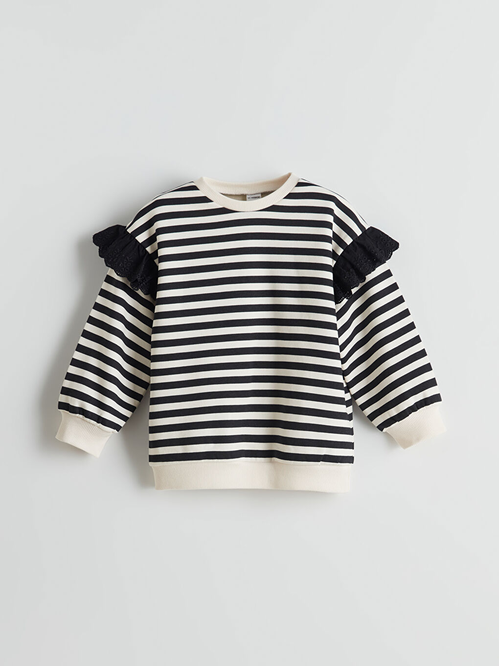 Crew Neck Striped Girls' Sweatshirt -W52848Z1-LEG