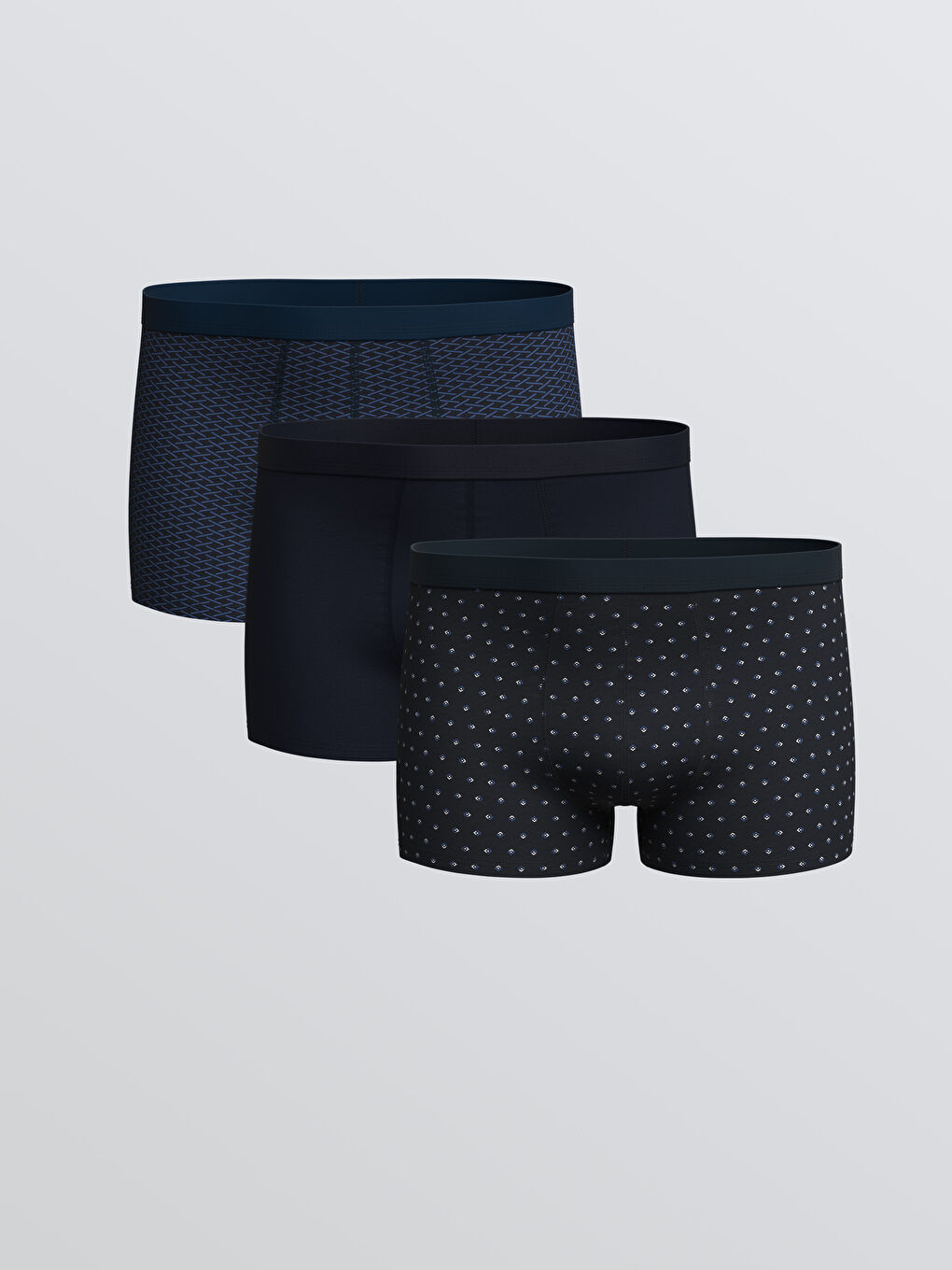 LC WAIKIKI بۆکسەر فیتی ئاسایی کۆتنی ڕاکێش بۆ پیاوان ٣ دانە لەیەک پاکێجدا -W52877Z8-LSJ