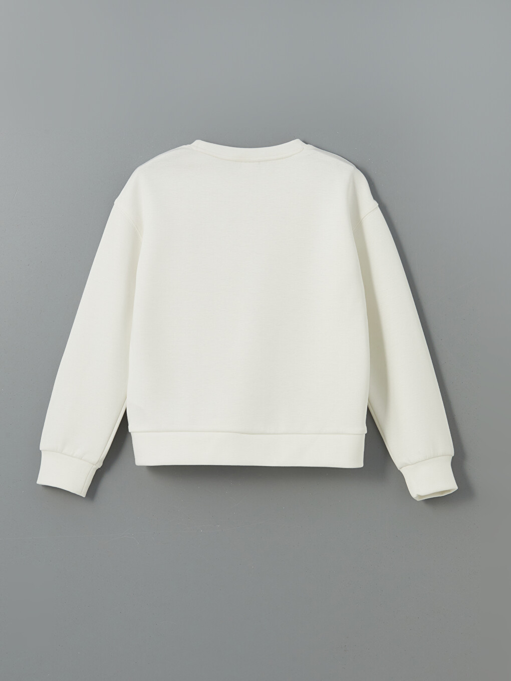 Ekru Bisiklet Yaka Kız Çocuk Sweatshirt-1