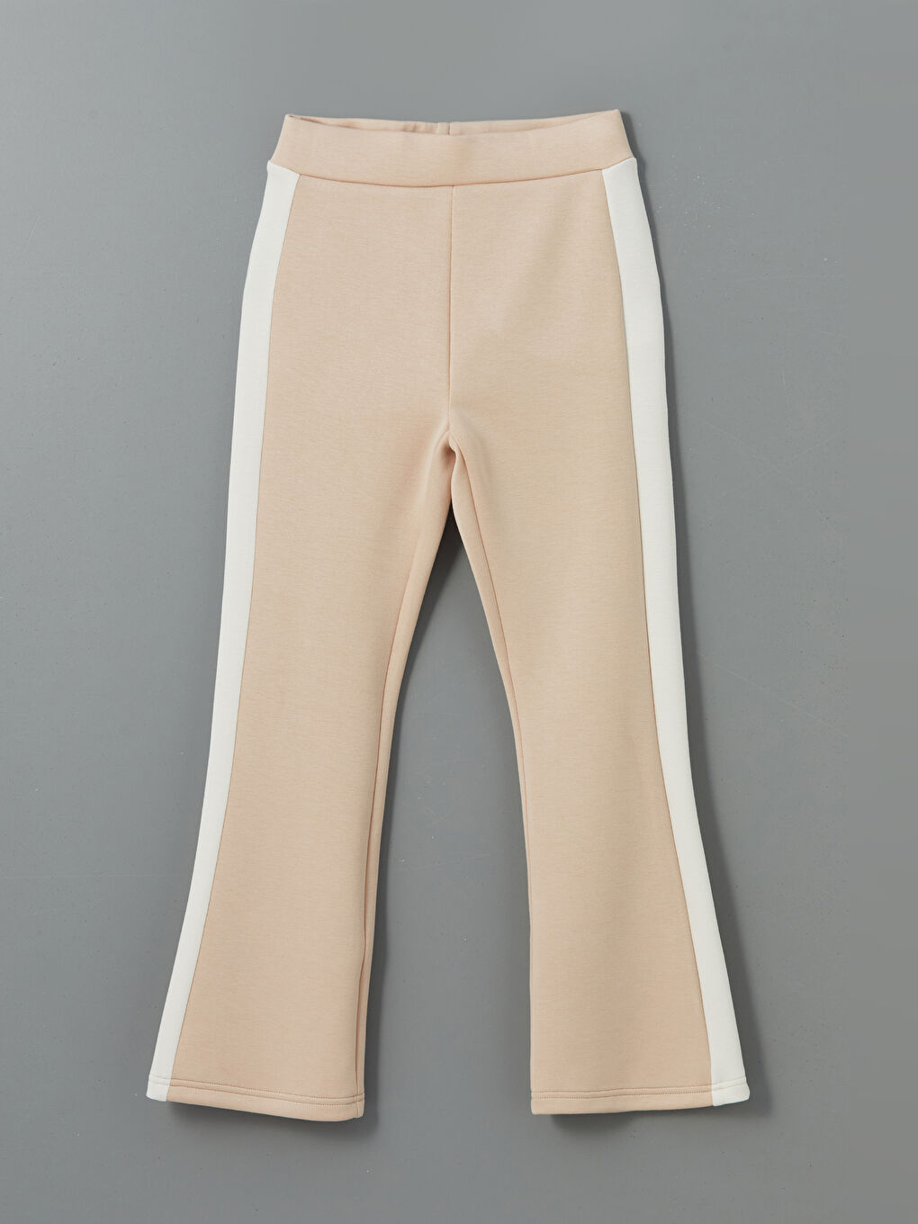 Bej Beli Lastikli İspanyol Paça Kız Çocuk Soft Touch Tayt