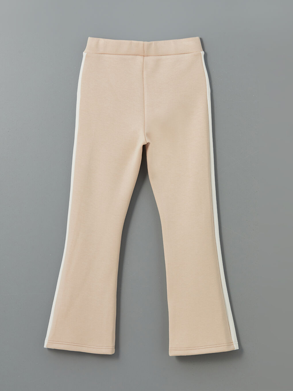 Bej Beli Lastikli İspanyol Paça Kız Çocuk Soft Touch Tayt-1