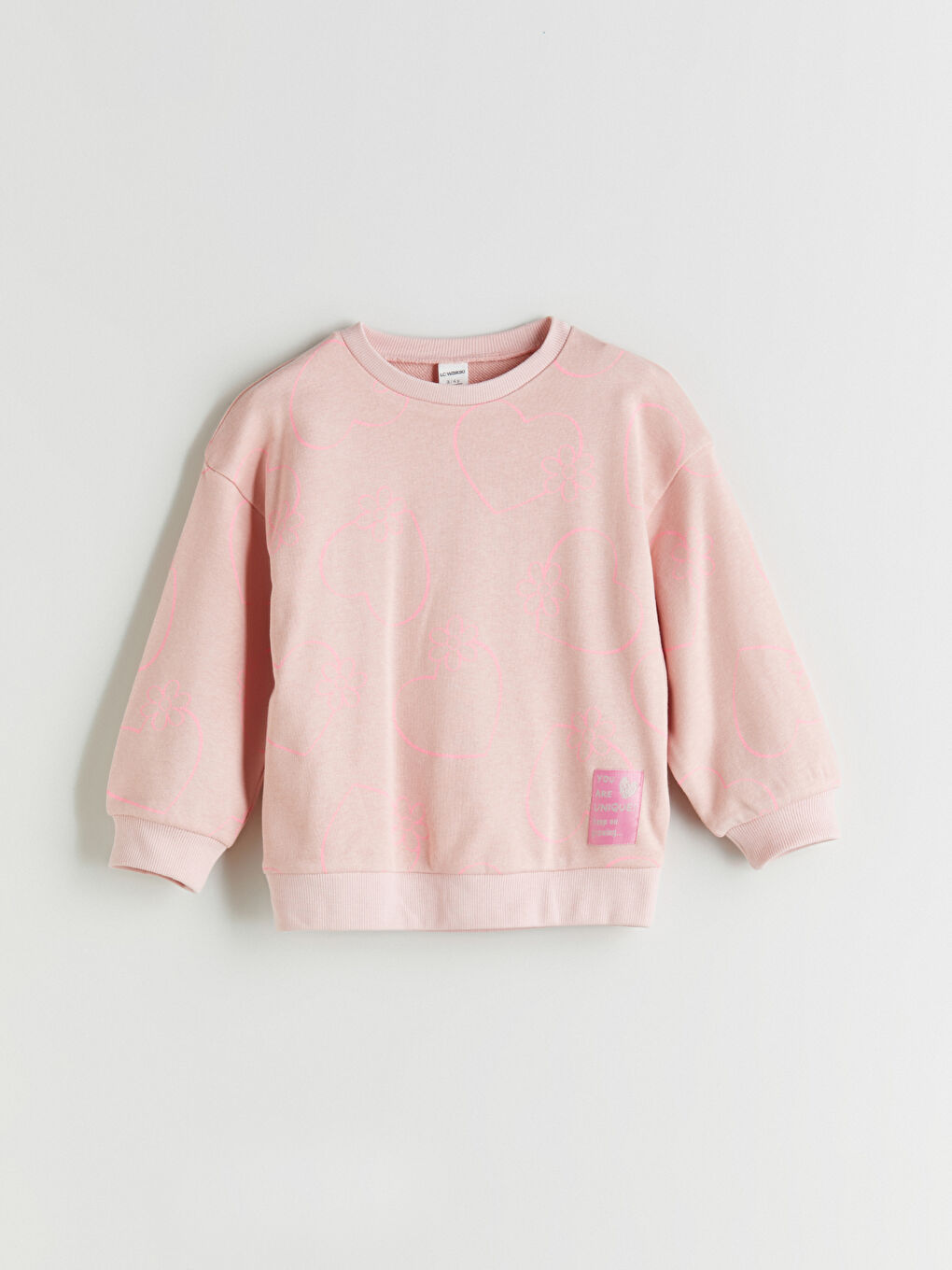 LCW Kids Crew Neck Printed Girls' Sweatshirt -W52906Z1-LT4