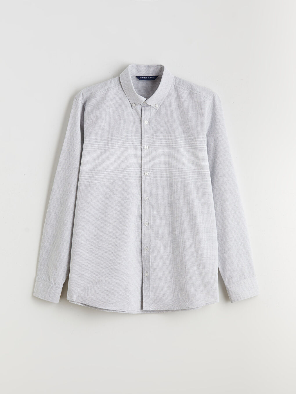 Gri Regular Fit Uzun Kollu Çizgili Erkek Gömlek-4