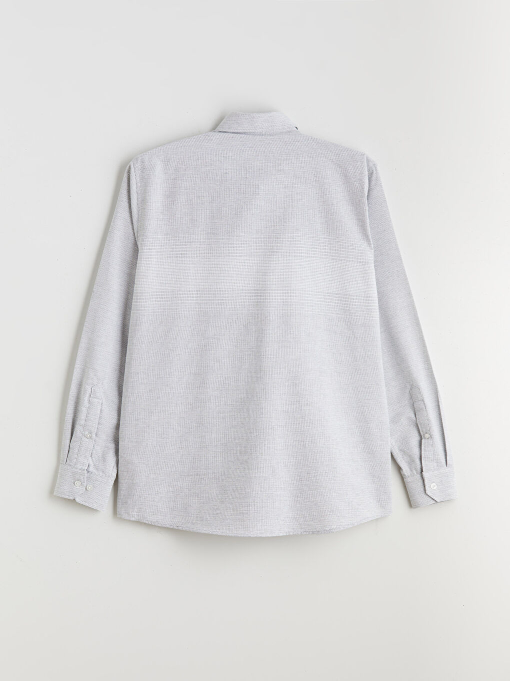 Gri Regular Fit Uzun Kollu Çizgili Erkek Gömlek-5