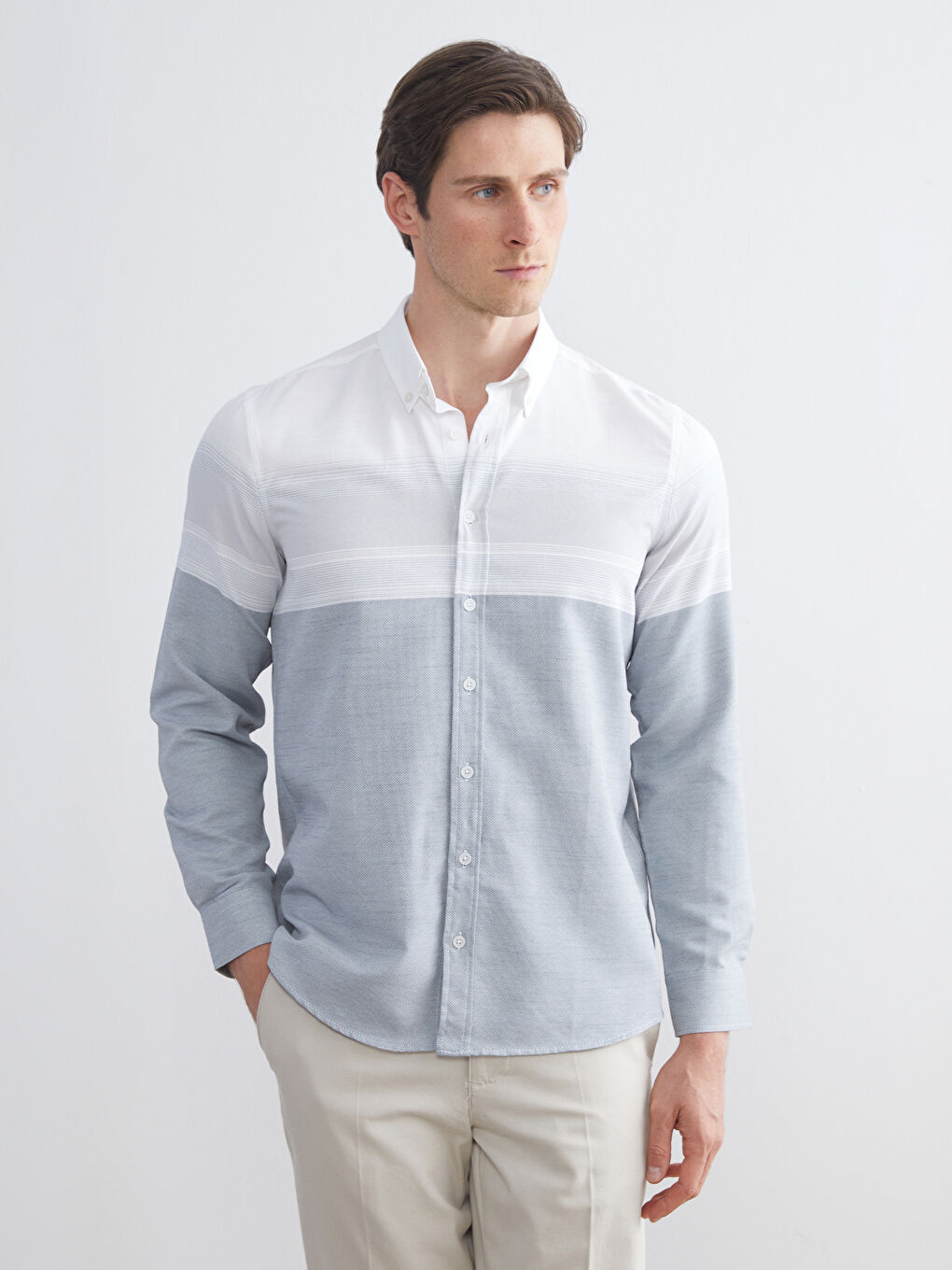 LCWAIKIKI Classic Regular Fit Long Sleeve Dobby Fabric Men's Shirt -W52931Z8-LFY