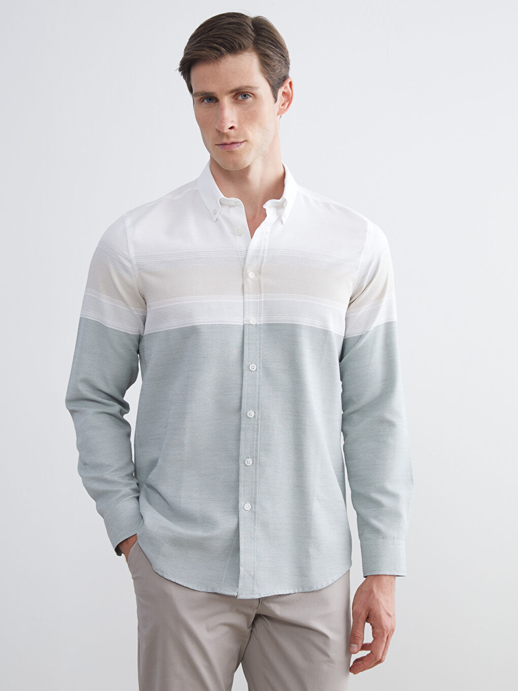 LCWAIKIKI Classic Regular Fit Long Sleeve Dobby Fabric Men's Shirt -W52931Z8-LFT