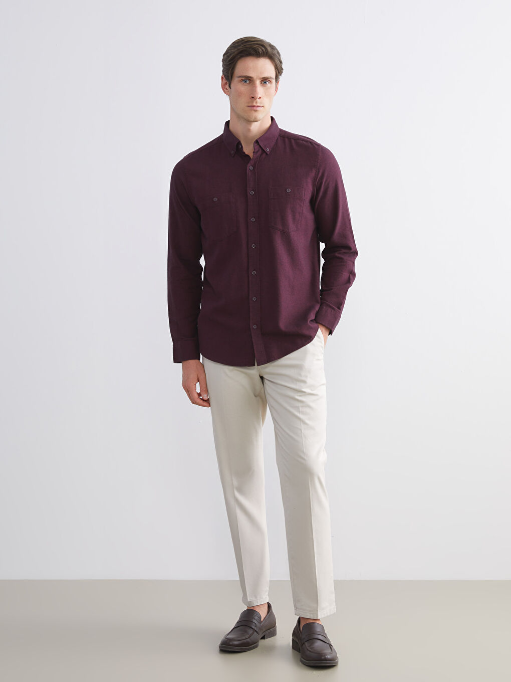 Regular Fit Long Sleeve Gabardine Men's Shirt-1