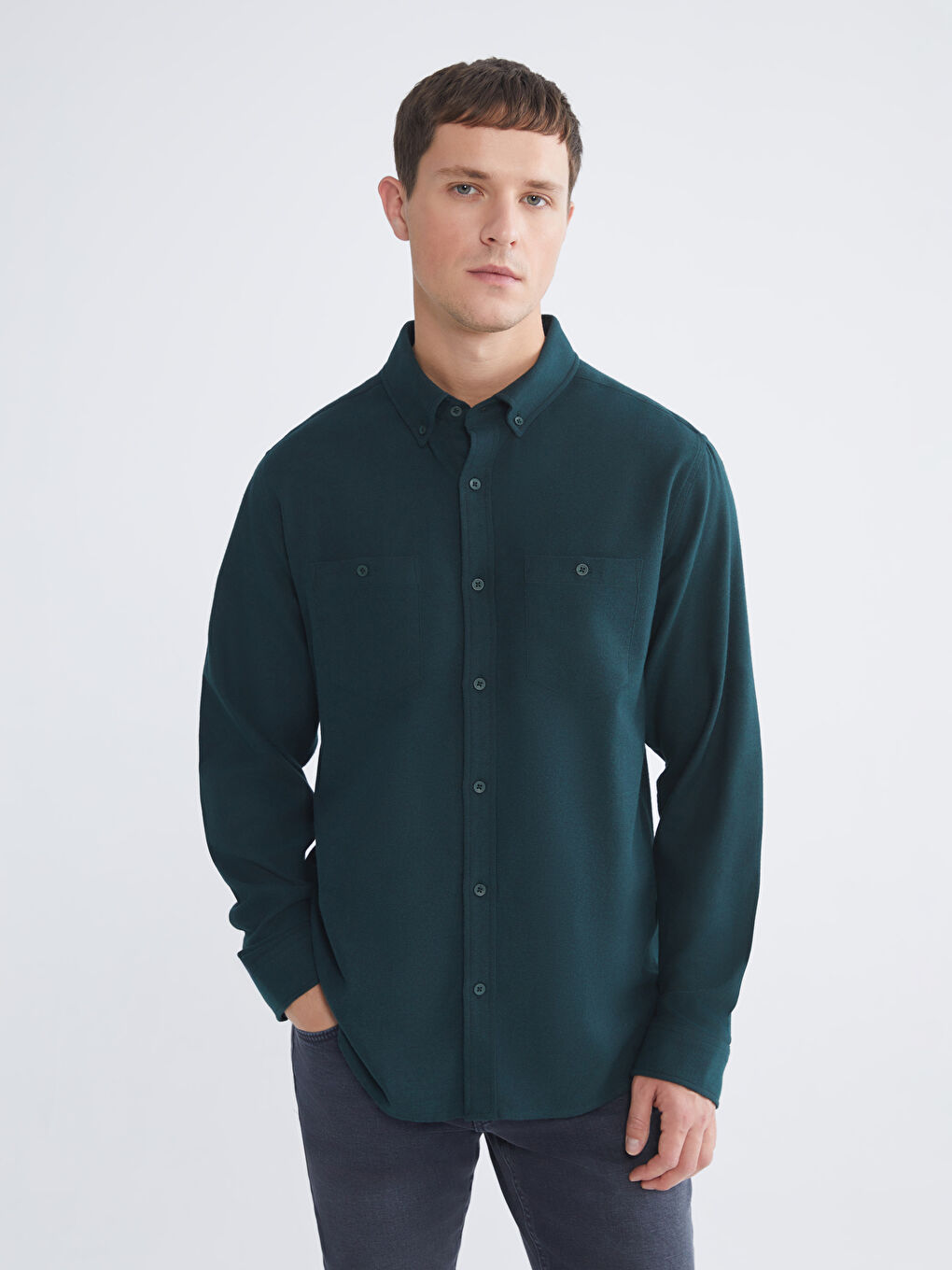 Regular Fit Long Sleeve Gabardine Men's Shirt