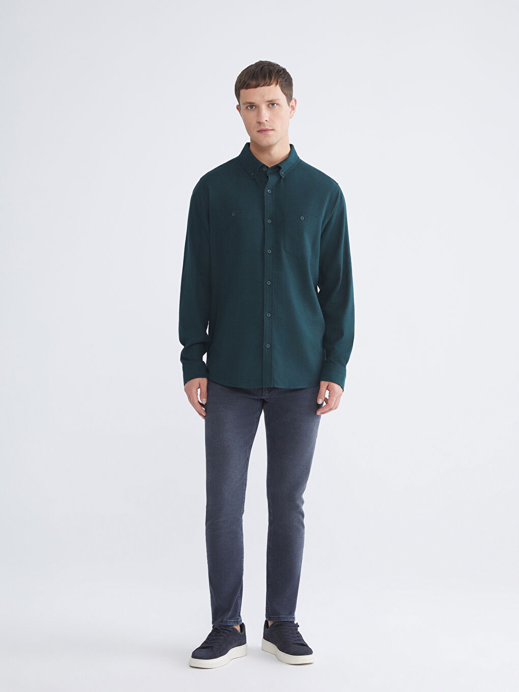 Regular Fit Long Sleeve Gabardine Men's Shirt-1