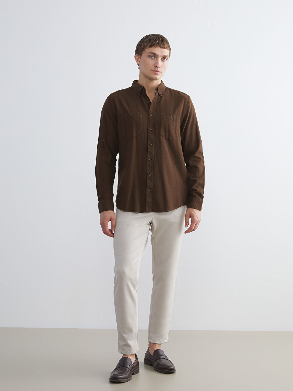 Regular Fit Long Sleeve Gabardine Men's Shirt-1